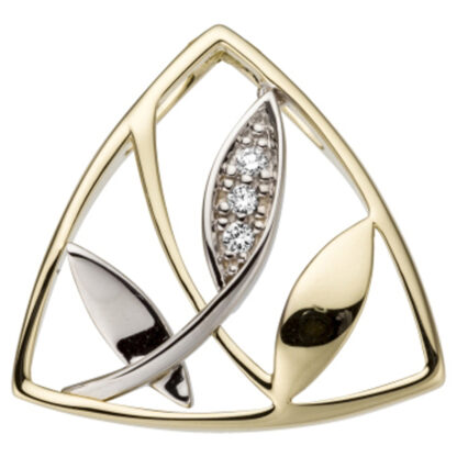 Anhänger "Reed" 585 Gelb-/Weißgold bicolor mit 3 Brillanten 0,03ct.