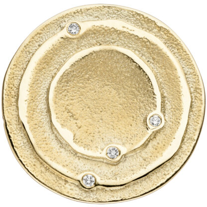 Anhänger "Planetenscheibe" 585 Gelbgold rund matt mit 4 Brillanten 0,04ct.