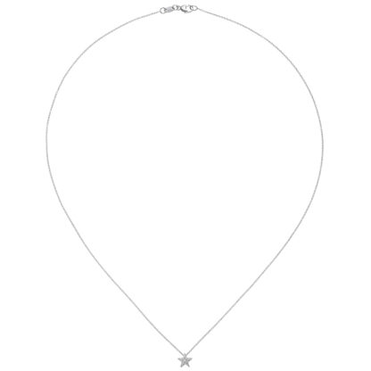 Collier mit Anhänger "Stern" 585 Weißgold 16 Brillanten 42 cm