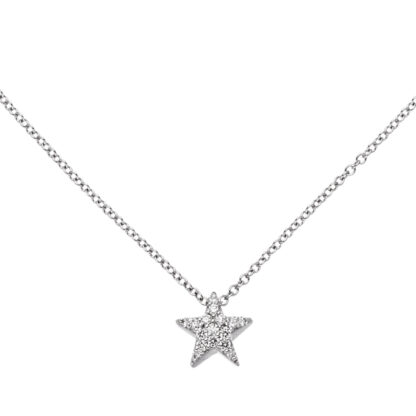 Collier mit Anhänger "Stern" 585 Weißgold 16 Brillanten 42 cm