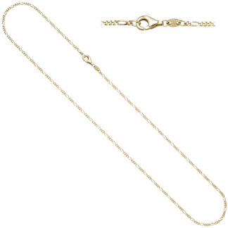 Figarokette 585 Gelbgold diamantiert 1,7 mm 45 cm