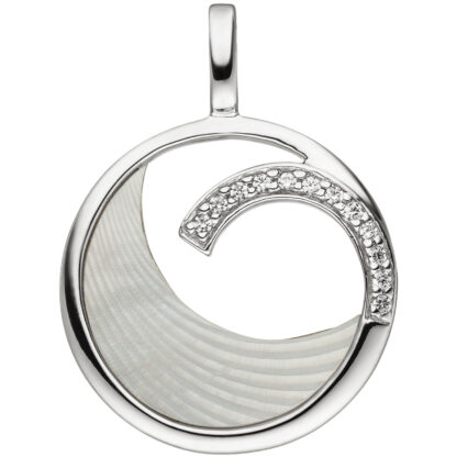 Anhänger 925 Silber 12 Zirkonia und Perlmutt-Einlage