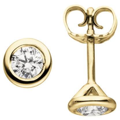 Ohrstecker rund 585 Gelbgold mit 2 Brillanten 0,50 ct.
