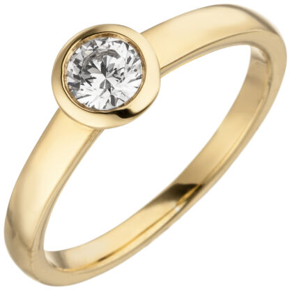 Damen Ring 585 Gelbgold mit 1 Brillant 0,25 ct.