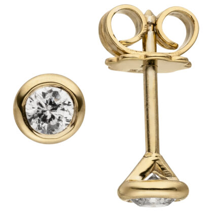 Ohrstecker rund 585 Gelbgold mit 2 Brillanten 0,24 ct.