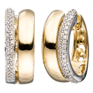 Creolen 585 Gelbgold bicolor 86 Brillanten