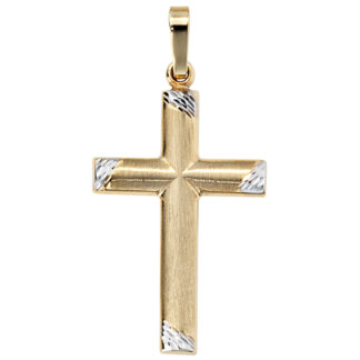 Anhänger Kreuz 333 Gelbgold bicolor matt