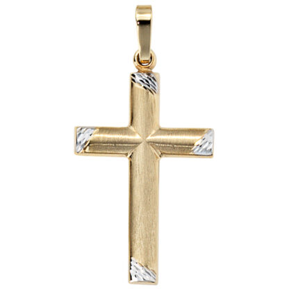 Anhänger Kreuz 333 Gelbgold bicolor matt