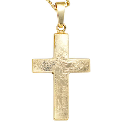 Anhänger Kreuz 333 Gelbgold eismatt