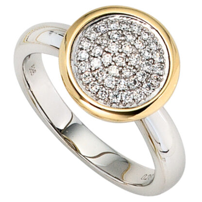 Damen Ring 585 Weiß-/Gelbgold bicolor 40 Brillanten