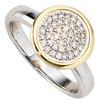 Damen Ring 585 Weiß-/Gelbgold bicolor 40 Brillanten