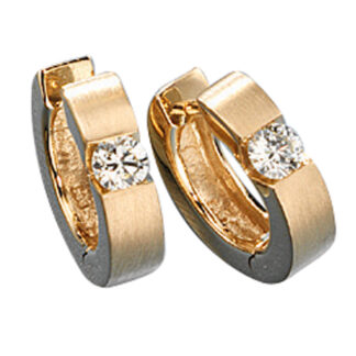 Creolen rund 585 Gelbgold matt 2 Brillanten 0,30ct.