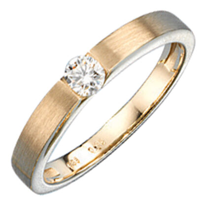 Damen Ring 585 Gelbgold matt 1 Brillant 0,25ct.
