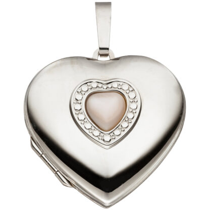 Medaillon Herz 925 Silber mit Perlmutt Einlage