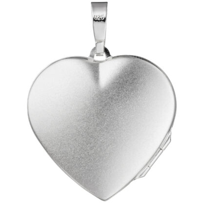 Medaillon geflügeltes Herz 925 Silber matt
