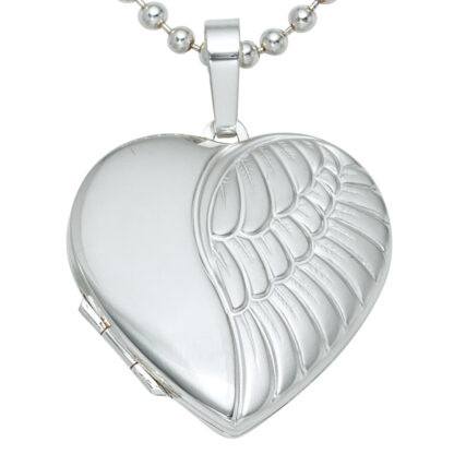Medaillon geflügeltes Herz 925 Silber matt