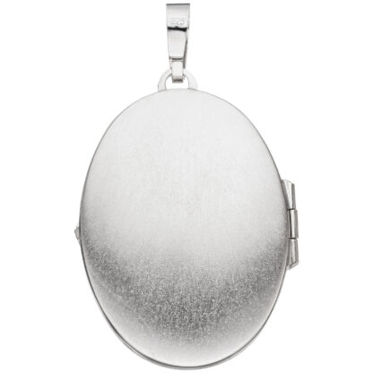 Medaillon florale Ranken oval für 2 Fotos 925 Silber matt
