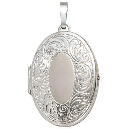 Medaillon florale Ranken oval für 2 Fotos 925 Silber matt